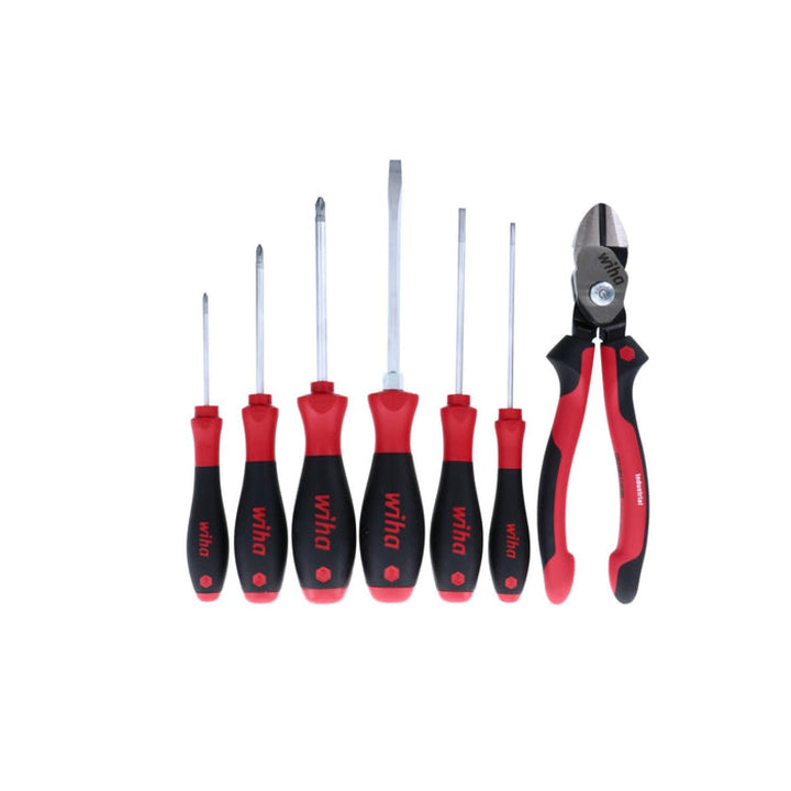 Wiha Tools 30942 Industrial Grip BiCut with Slotted and Phillips Screwdriver Set, 7 Pc.