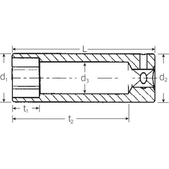 Stahlwille 01020055 Extra Deep Socket, 5.5 mm, L.50 mm
