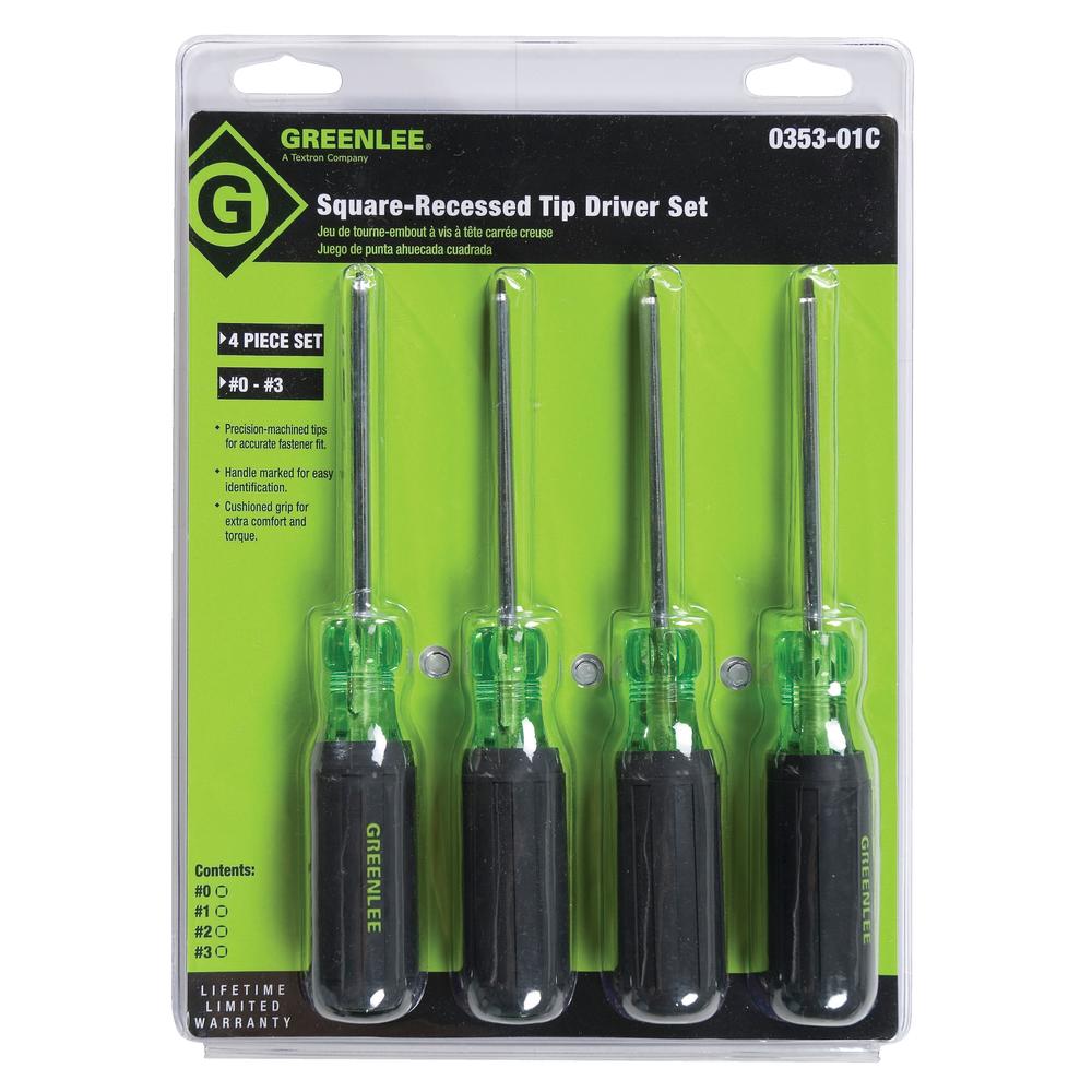 Greenlee 0353-01C Square Tip Driver Set, 4 Pieces