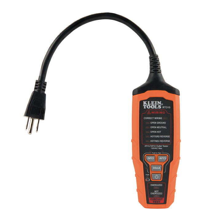 Klein Tools RT310 AFCI and GFCI Outlet and Device Tester for North American AC Electrical Outlet Receptacles
