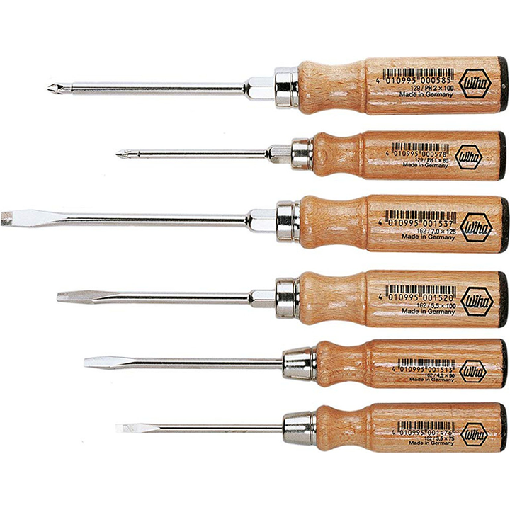 Wiha Tools 07149 Wooden Handle Screwdriver Set, 6 Pc.