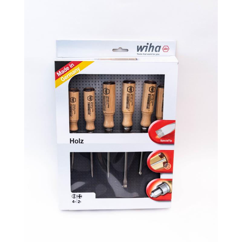 Wiha Tools 07149 Wooden Handle Screwdriver Set, 6 Pc.