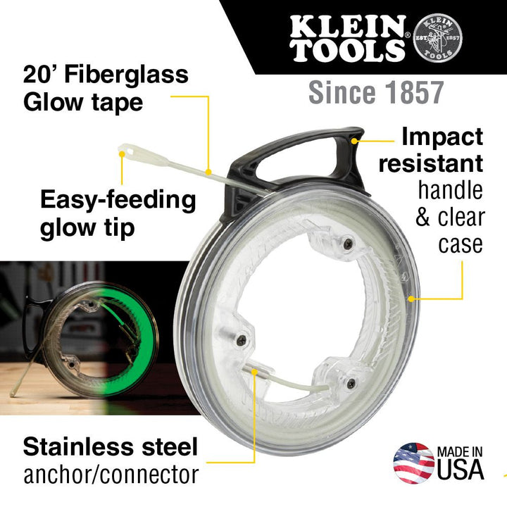 Klein Tools 50550 Glow Fish Tape, 20-Foot