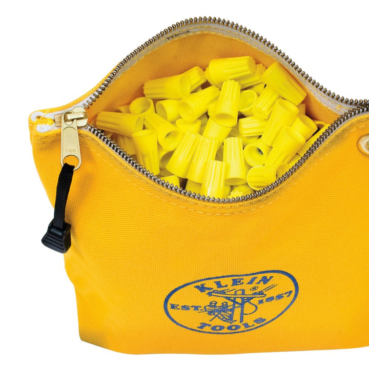 Klein Tools 5539YEL Canvas Zipper Pouch, 10-Inch Tool Bag Storage Organizer, Yellow