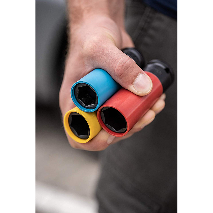 Hazet 903SPC/3 - 17, 19, 21mm x 1/2" Lug Nut Impact Socket with Plastic Sleeve Set