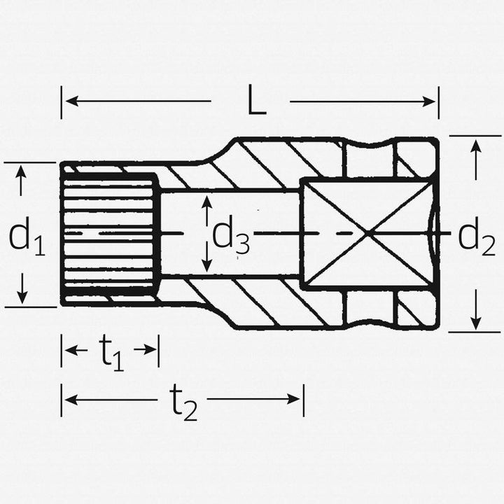 Stahlwille 01011012 1/4"Drive Spline Socket,40aSP SP 12,Size 3/8 Inch