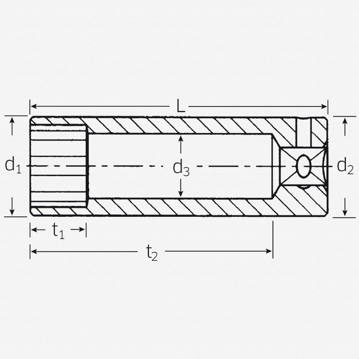 Stahlwille 01240011 40DL Extra Deep 12-pt Socket, 11 mm 1/4" Drive