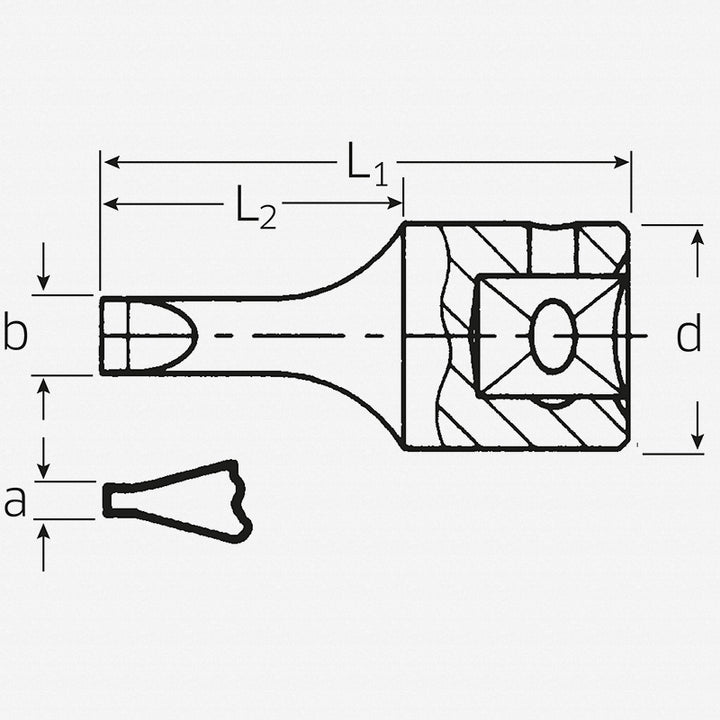 Stahlwille 01280012 41K Slotted Socket, 1.2x8 mm 1/4 inch Drive
