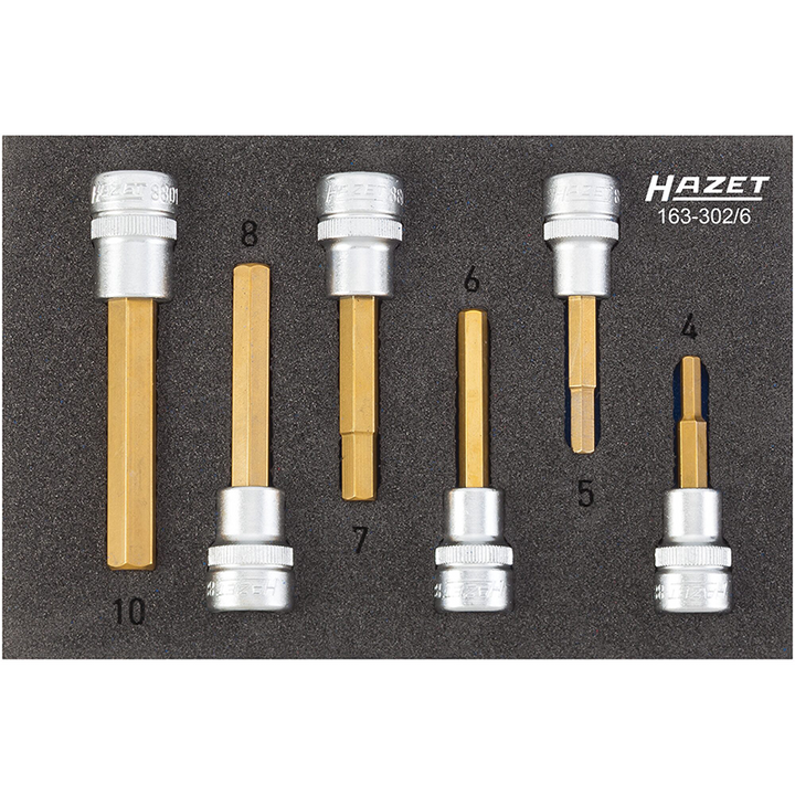 Hazet 163-302/6 Hex Screwdriver Socket Set, 3/8" Drive, 6 Pieces