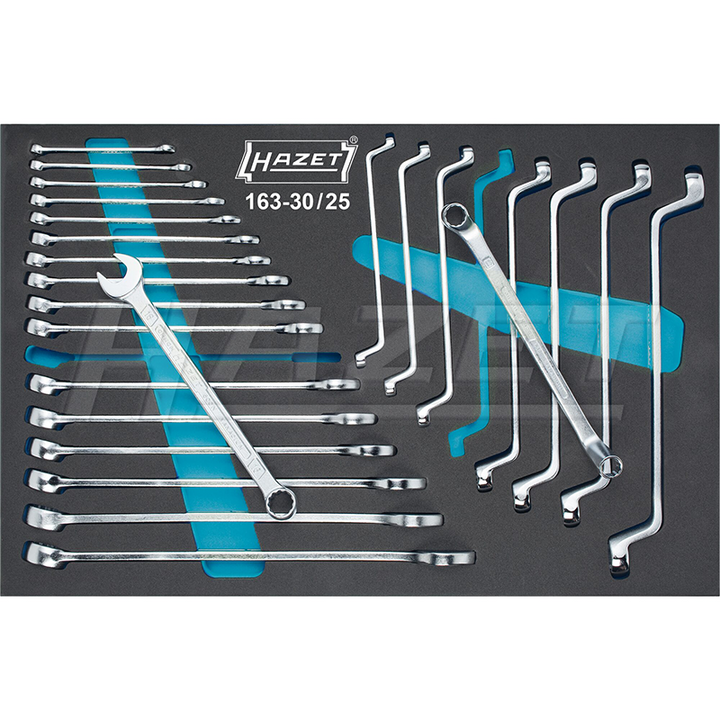 Hazet 163-30/25 Combination Wrench / Double Box-End Wrench Set, 25 Pieces
