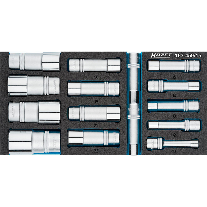 Hazet 163-459/15 Socket Set, 1/2" Drive, Outside Hex Profile, 15 Pieces