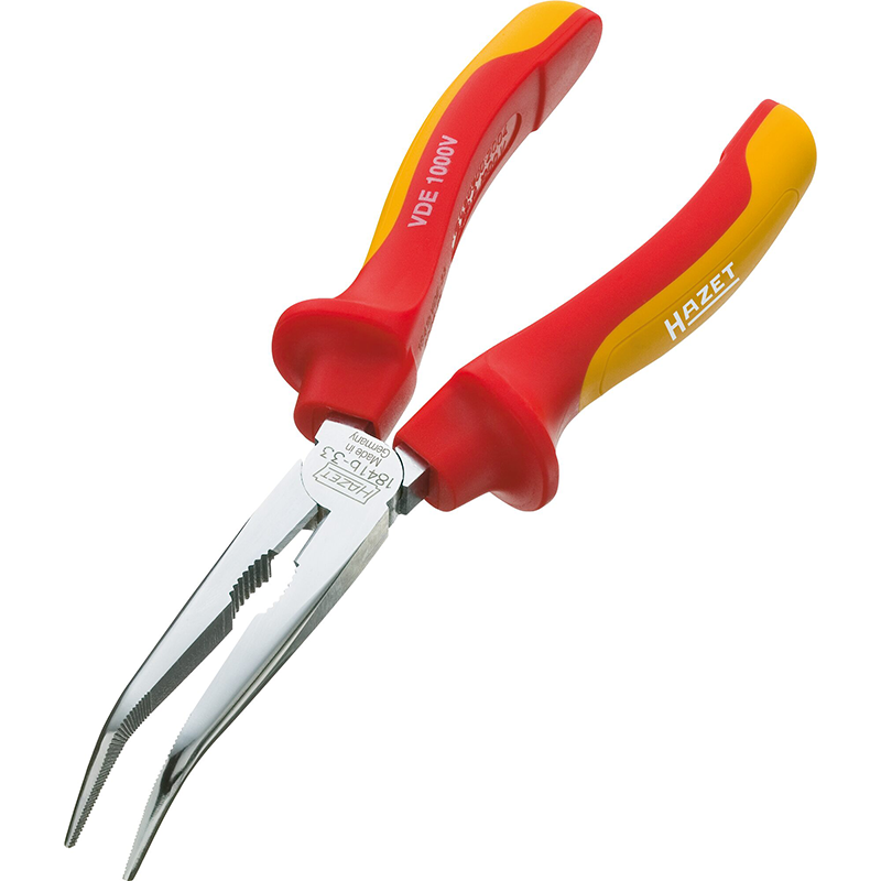 Hazet 1841BVDE-33 Snipe Nose Pliers with Protective Insulation, Curved