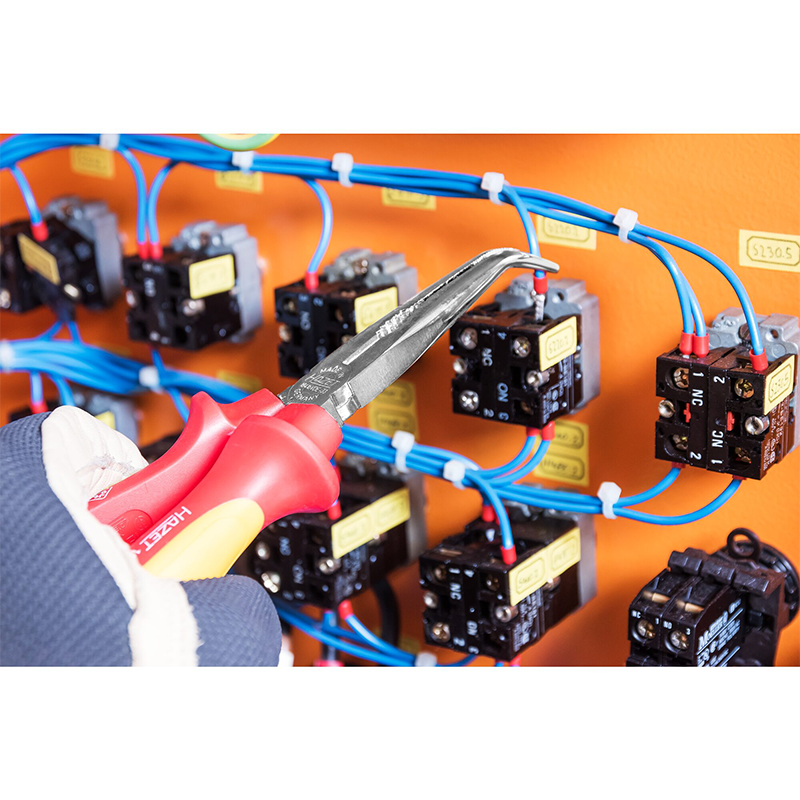 Hazet 1841BVDE-33 Snipe Nose Pliers with Protective Insulation, Curved