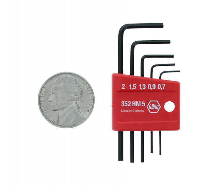 Wiha 35392 5 Piece Mini L-Key Short Hex Metric Set