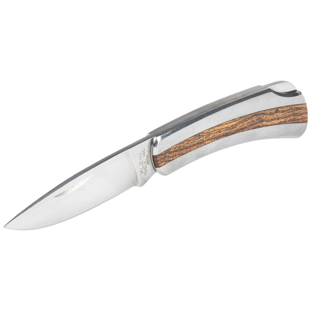 Klein Tools 44034 Pocket Knife with Rosewood Insert Handle, 2-5/8-Inch Stainless Steel Drop-Point Blade