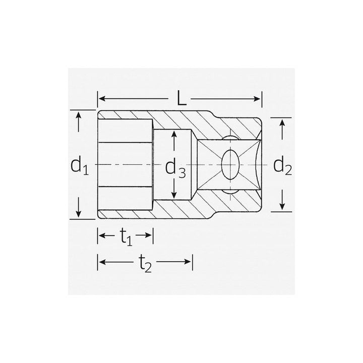 Stahlwille 03030015 52 1/2" 6-pt Socket, 15 mm