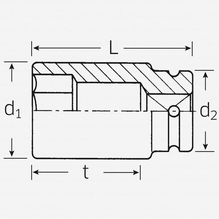 Stahlwille 25020024 56IMP 3/4" 6-pt Extra Deep Impact Socket, 24 mm