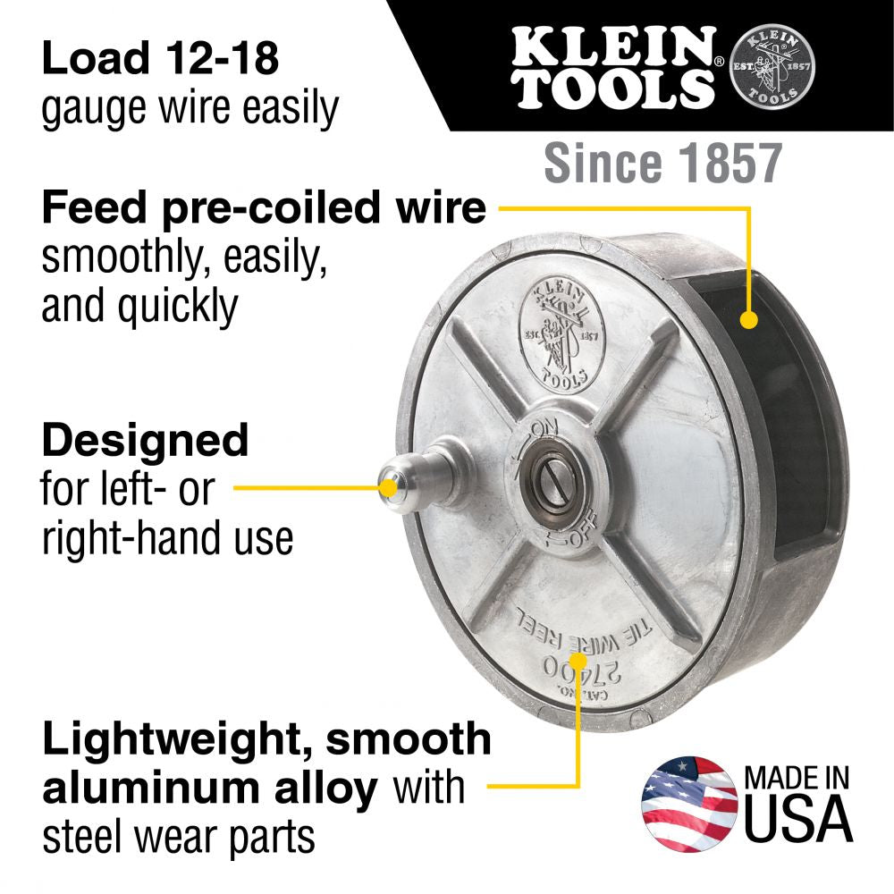 Klein Tools 27400 Tie Wire Reel, Lightweight Aluminum