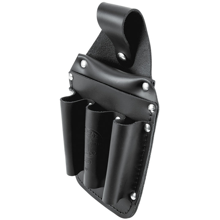 Klein Tools 5481 Leather Back Pocket Tool Pouch Made of Double Stitched and Riveted Leather, 6-Pockets