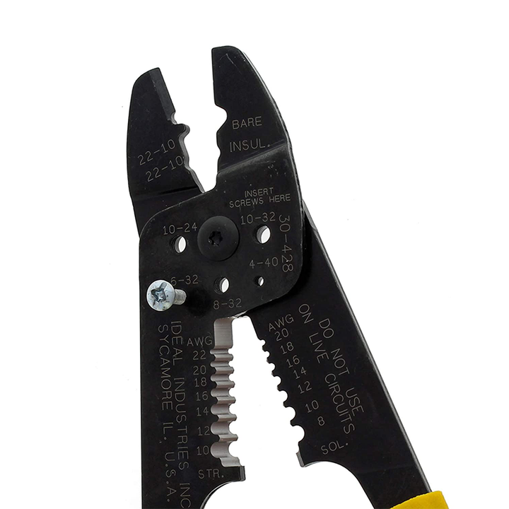 Ideal 30-428 Combination Crimp and Strip Tool, Cushioned Comfort-Grip Handle, Yellow