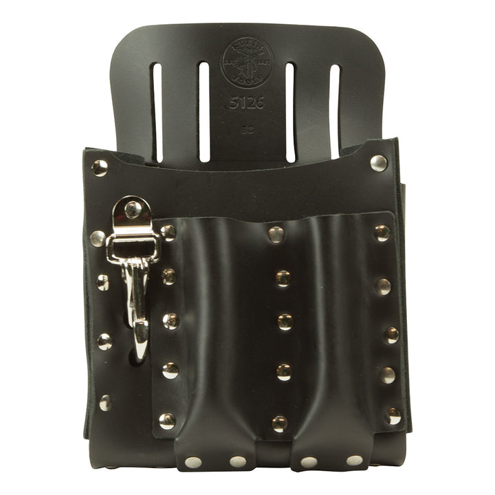 Klein Tools 5126 Leather Tool Pouch with Knife Snap, 5-Pocket