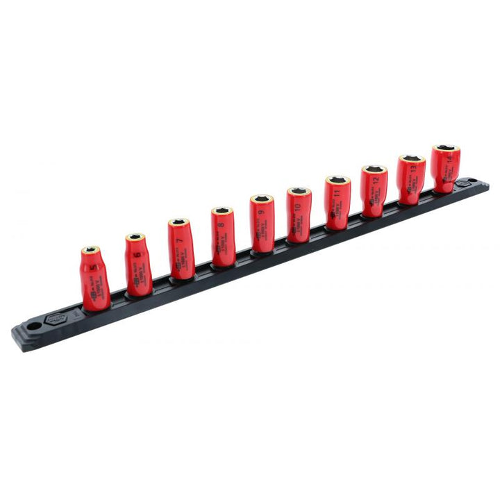 Wiha Tools 31393 10 Piece Insulated Socket Set 1/4" Drive - Metric