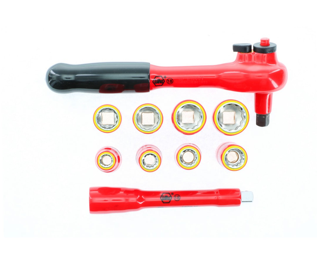 Wiha Tools 31493 Insulated Inch Socket Set, 3/8" Drive, 10 Pc.