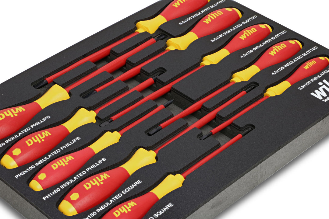 Wiha 32080 10 Piece Insulated SoftFinish Cushion Grip Screwdriver Tray Set