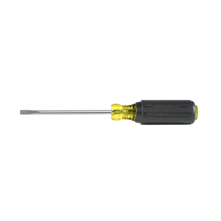 Klein Tools 601-4 Flathead Screwdriver with 3/16-Inch Cabinet Tip, 4-Inch Round Shank and Cushion Grip Handle