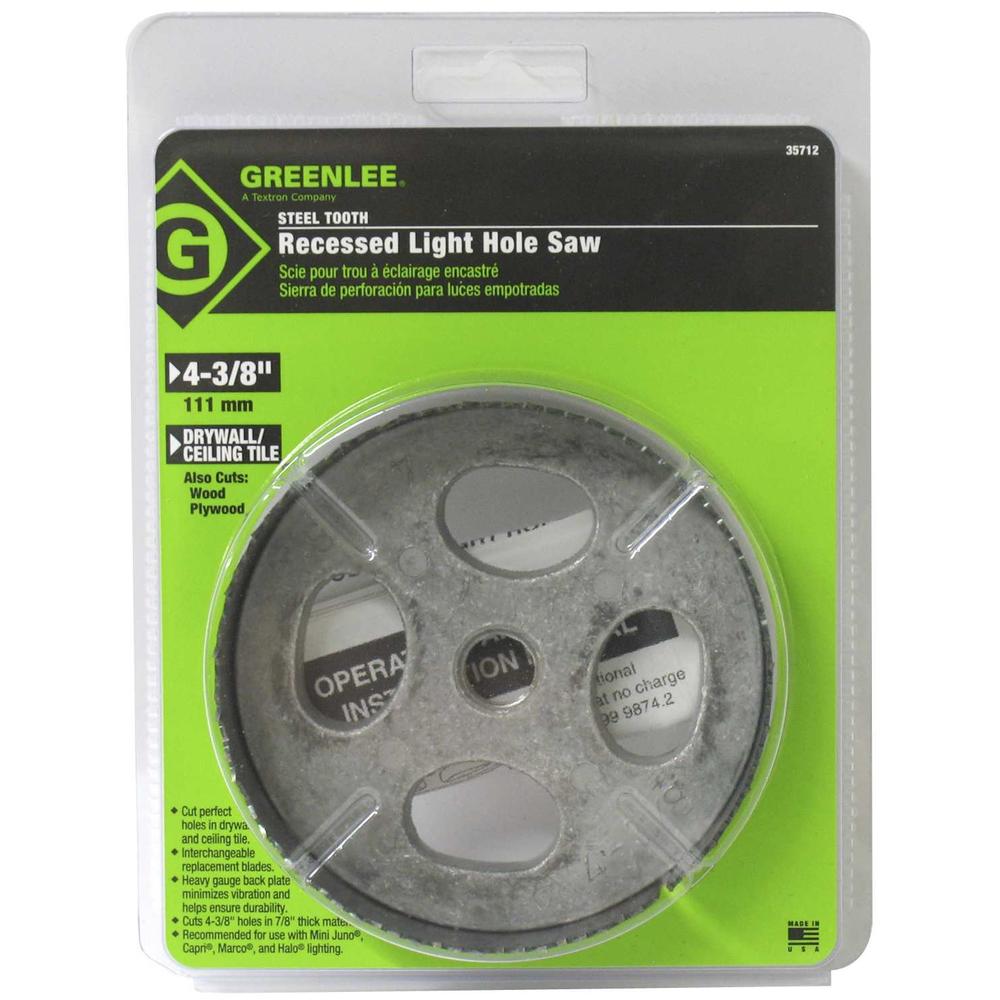Greenlee 35712 Steel Toothed Recessed Light Hole Saw, 4-3/8"