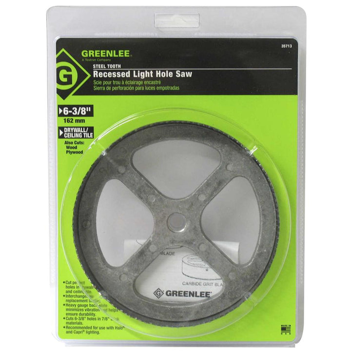 Greenlee 35713 Steel Toothed Recessed Light Hole Saw, 6-3/8"