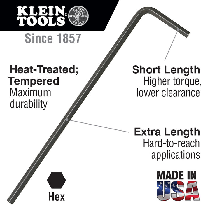 Klein Tools LL5 Long Arm Hex Key, 5/64"