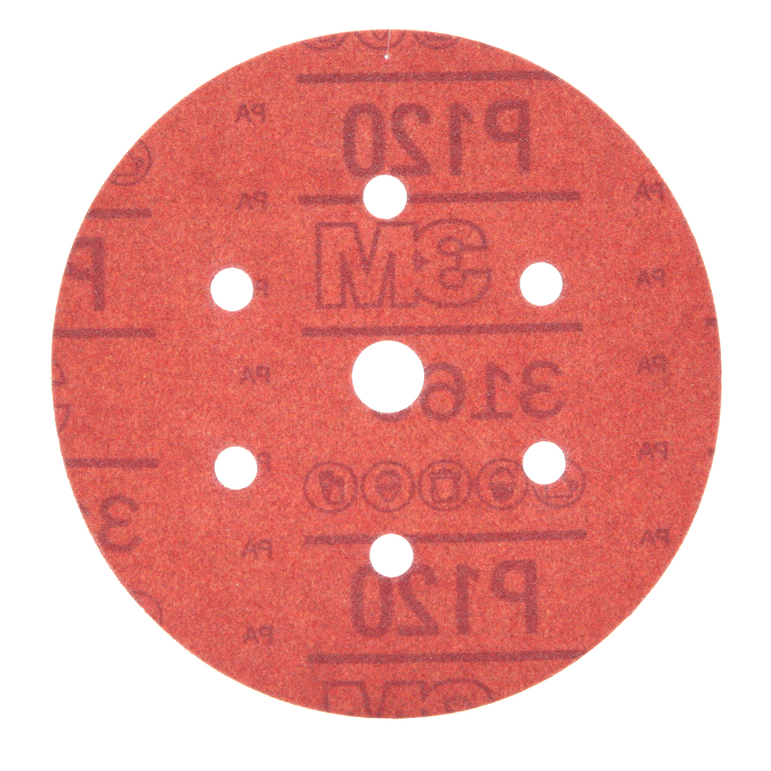 3M Hookit Red Abrasive Disc Dust Free, 01145, 6 in, P120, 50 discs per
carton