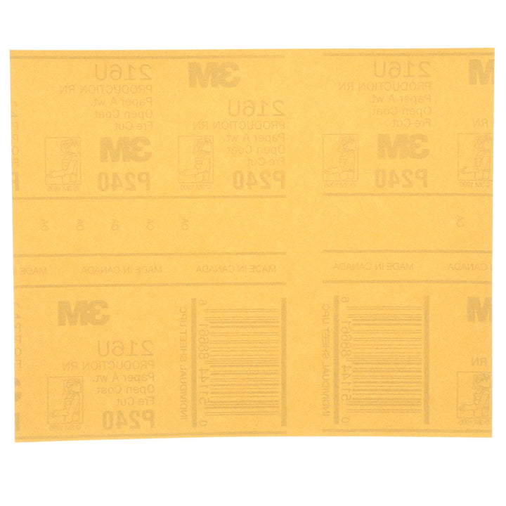 3M Gold Abrasive Sheet, 02543, P240 grade, 9 in x 11 in, 50 sheets per
pack