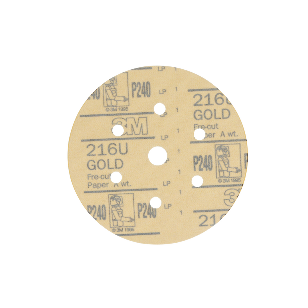 3M Hookit Gold Disc Dust Free 216U 01077, 6 in, P240, 100 Discs/Carton