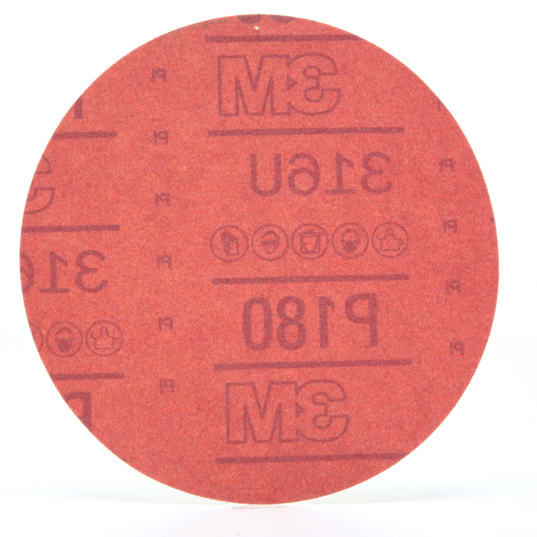 3M Hookit Red Abrasive Disc, 01222, 6 in, P180, 50 discs per carton
