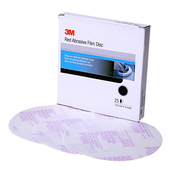 3M Hookit Red Finishing Film Abrasive Disc 260L, 01185, 6 in, P1200