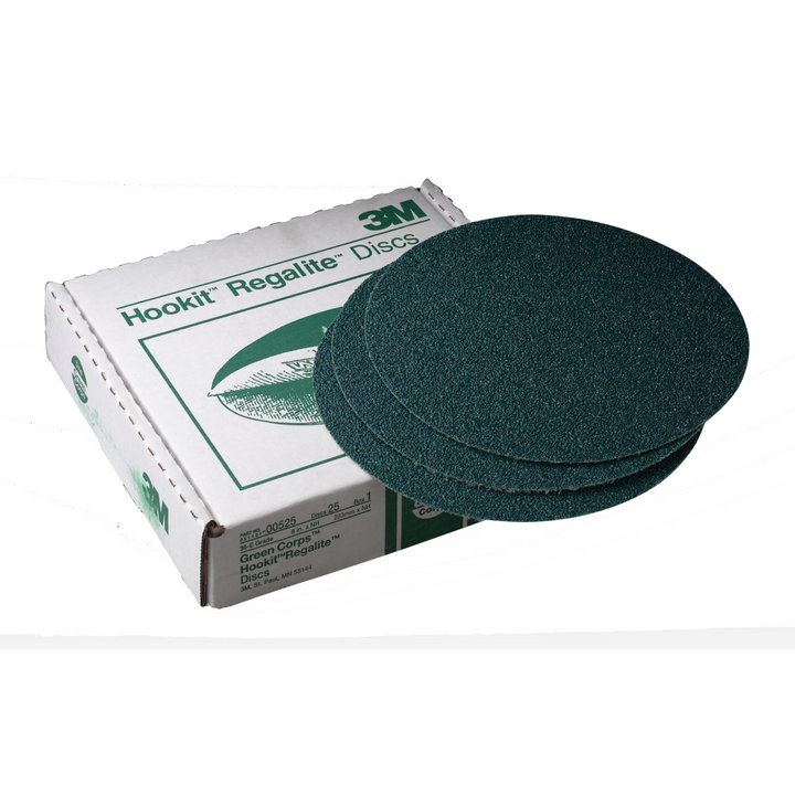 3M Green Corps Hookit Disc, 00525, 8 in, 36, 25 discs per carton