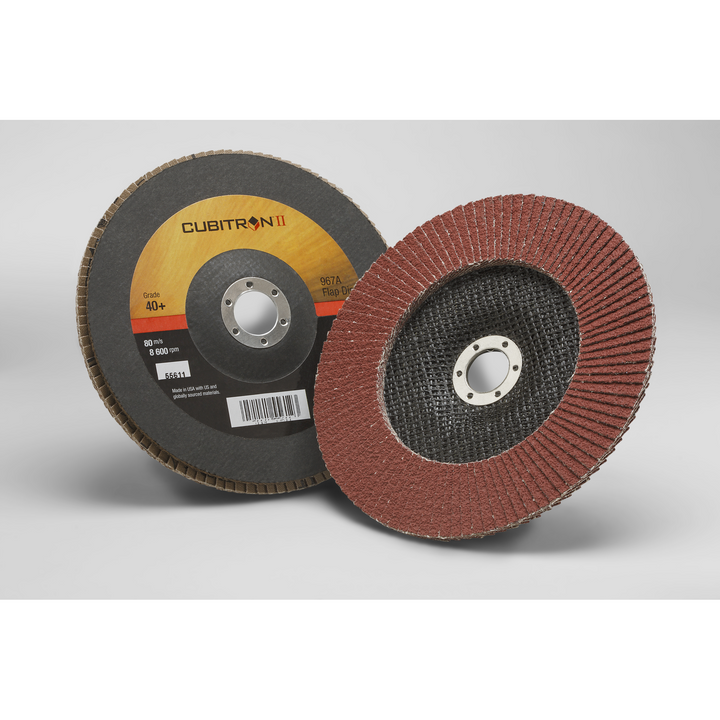 3M Cubitron II Flap Disc 967A, 40+, T27, 7 in x 7/8 in