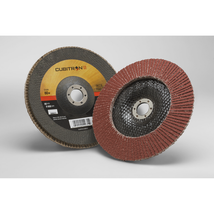 3M Cubitron II Flap Disc 967A, 80+, T29, 7 in x 7/8 in