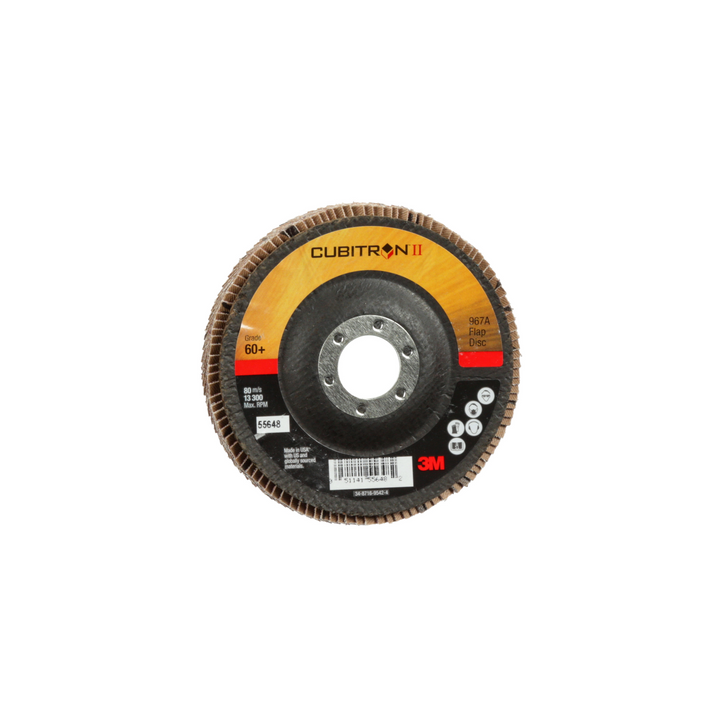 3M Cubitron II Flap Disc 967A, 60+, T29, 4-1/2 in x 7/8 in, Giant