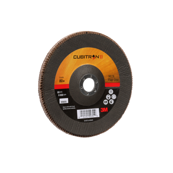 3M Cubitron II Flap Disc 967A, 80+, T29, 7 in x 7/8 in, Giant