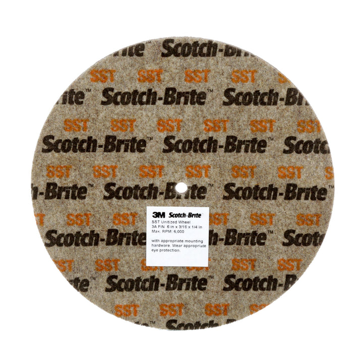 Scotch-Brite SST Unitized Wheel, 12 in x 1/2 in x 1 in 3A FIN, 10
ea/Case