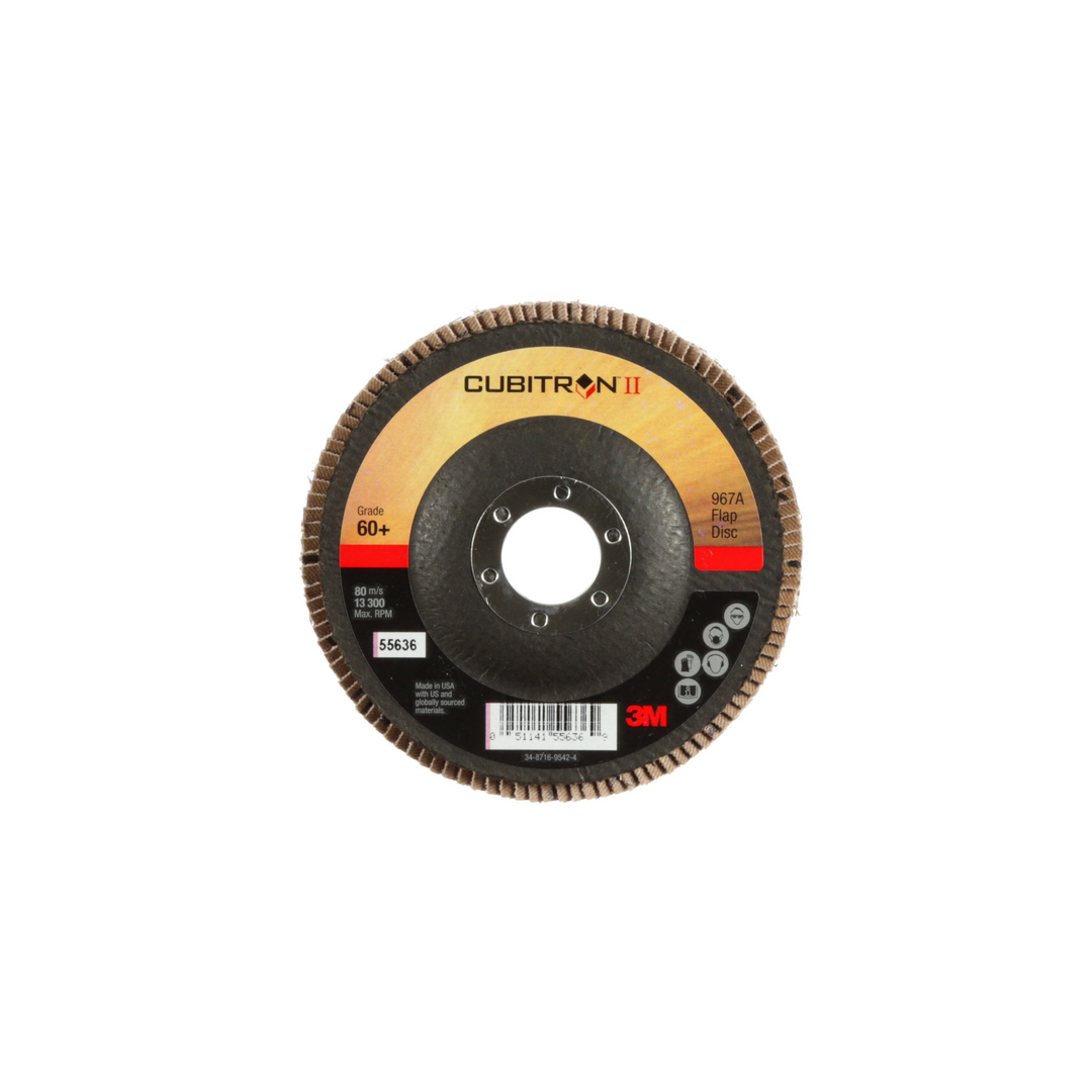 3M Cubitron II Flap Disc 967A, 60+, T27, 4-1/2 in x 7/8 in, Giant