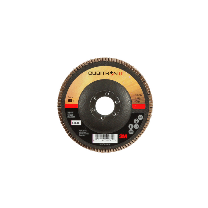 3M Cubitron II Flap Disc 967A, 60+, T27, 4-1/2 in x 7/8 in, Giant