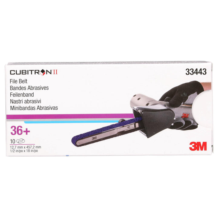 3M Cubitron II File Belt, 33443, 36+, 1/2 in x 18 in (12.7 mm x 457.2
mm)