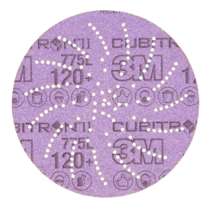 3M Xtract Cubitron II Film Disc 775L, 120+, 5 in, Die 500LG,
50/Carton