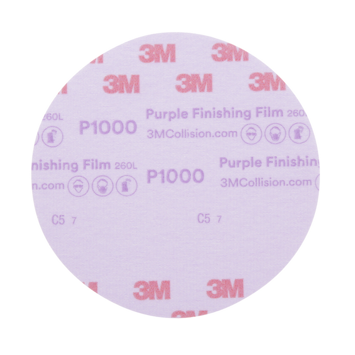 3M Hookit Purple Finishing Film Abrasive Disc 260L, 30669, 6 in,
P1000