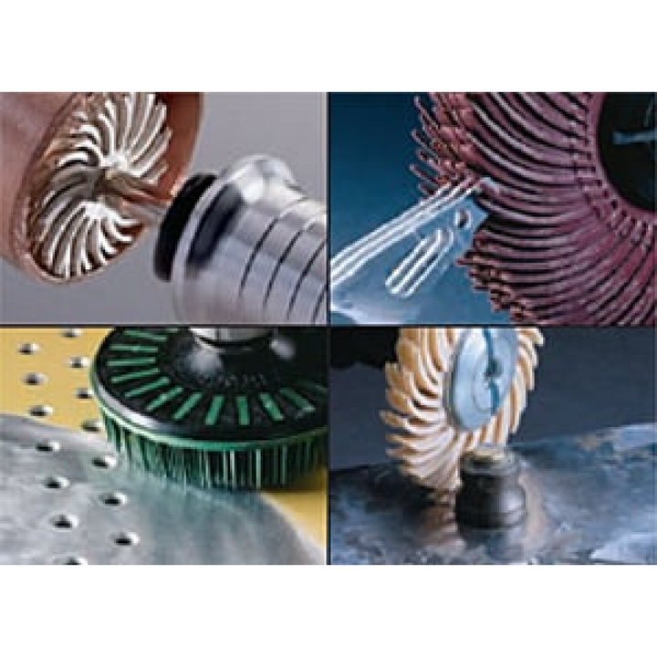 Scotch-Brite Radial Bristle Brush, 7 5/8 in x 1 in x 1-1/4 in 220 with
Flange