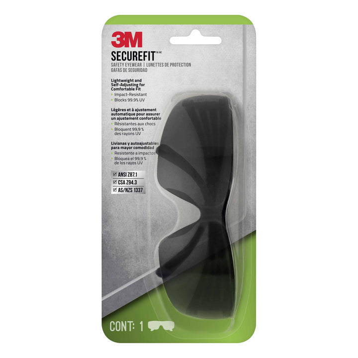 3M SecureFit 201 Eyewear SF201G1-DC, Gray, Gray Lens, Anti-Fog